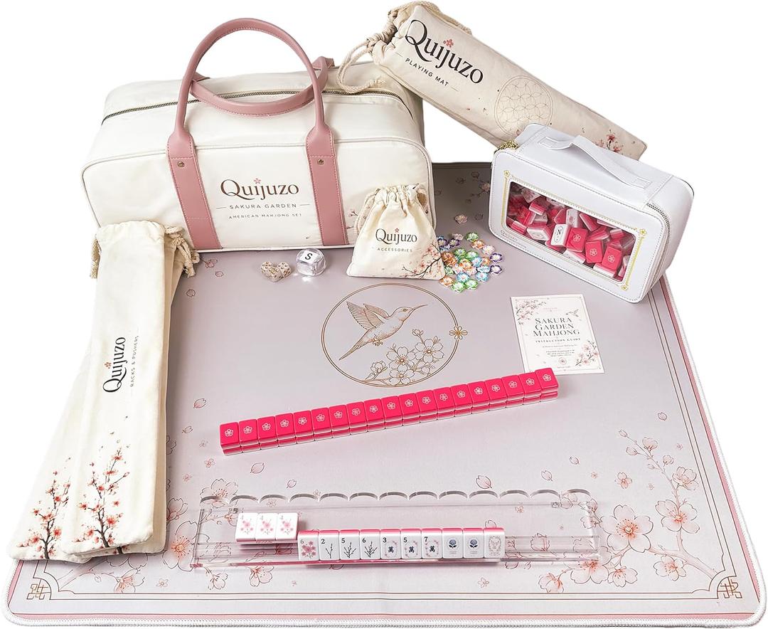 160-Tile American Mahjong Set with 4 Racks, Mat & Travel Tote, Large Bag