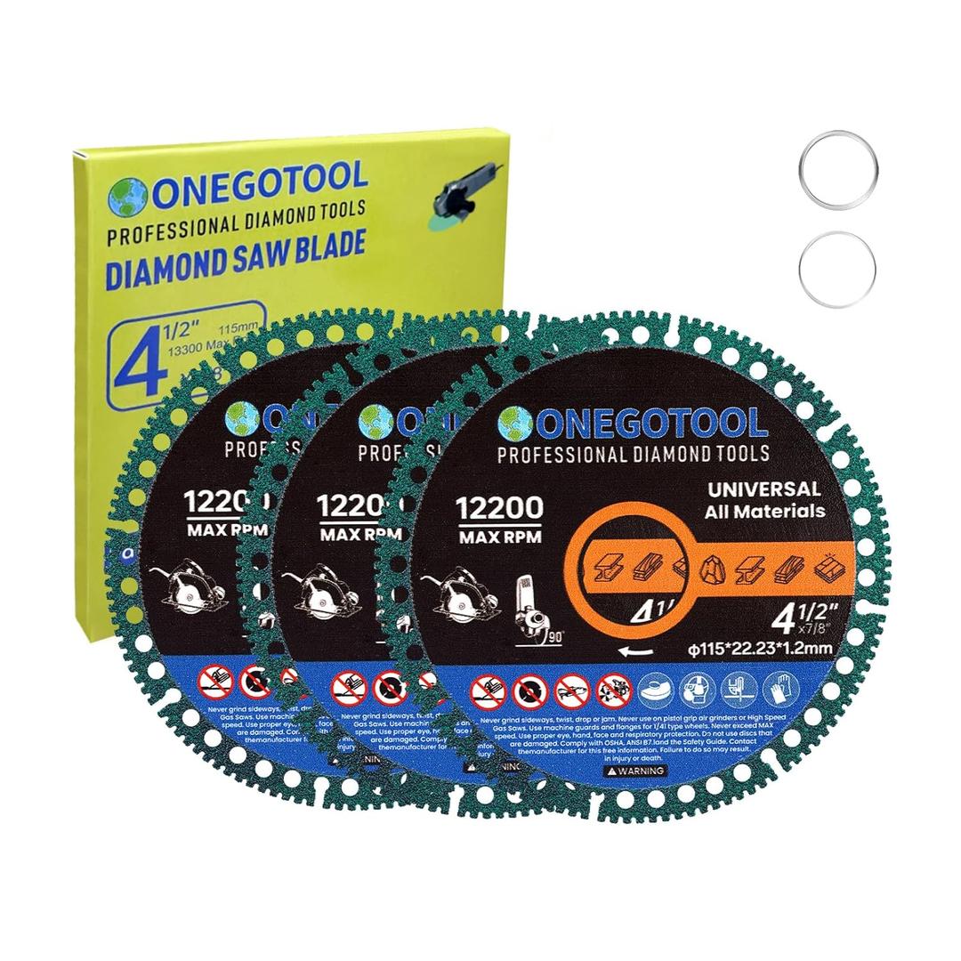 4-1/2 inch Indestructible Cutting Discs for Angle Grinder 7/8" Blades Cut Off Wheels Diamond Tool Metal rebar Porcelain Tile Granite Marble Smooth Cutter (3pcs)