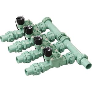 Orbit 57257 4-Valve Preassembled Sprinkler Manifold Easy Install, Smart Controller Compatible, Works with PVC & Poly Pipe, Includes 4 in-Line Valves