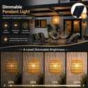 Outdoor Chandelier Solar Pendant Light Outdoor Hanging Lantern Solar Chandelier with Edison Bulb Remote Dimmable Waterproof for Porch Patio Gazebo Garden Yard Decoration