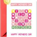 2 x Funny Mother's Day Card You Mean the World to Me, 1PCS with Sticker