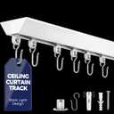 Ceiling Curtain Track, 6ft - 9ft Curtain Track with Roller Hooks, Ceiling Mount Rail Set Room Divider for Living Room, Bathroom or Hospital, White