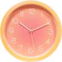 Topkey Silent Wall Clock 10 Inch Pearlescent Gradient Minimalist Design Round Mute Decorative Wall Clocks for Bedroom Office - Orange