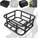 RAYMACE Rear Rack Bike Basket with Cargo Net and Liner Large Bicycle Basket Perfect Mount for Electric Bike