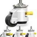 HOLKIE Leveling Stem Casters Set of 4 Heavy Duty Retractable Caster Wheels, 1/2" and M12 Stem Size, Total Capacity 2200 Lbs, Adjustable Wheel with Ratchet Handle for Workbench, Machine, Equipment