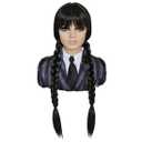Black Braided Wigs for Costume Girls Cute Long Black Wig with Bangs for Halloween Costume SL028BK