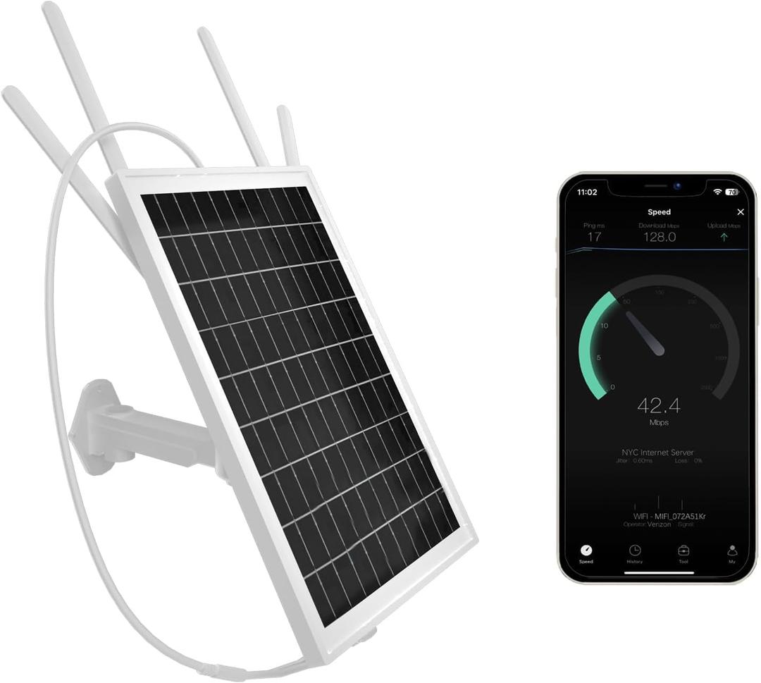 Solar WiFi Extender Outdoor, 15W Solar Powered WiFi Repeater, WiFi Extender Signal Booster Solar Battery, 2.4GHz Wireless Signal Booster WiFi Router, 26000mAh Battery, IP65 Waterproof, 200m Range