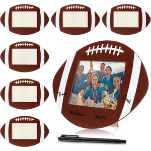 6 Pcs Football Party Decor Picture Frames with Signature Pens Fits 4 x 6 Inches Photos Wooden Picture Frame Team Gift Plate Plaque Home(Football)