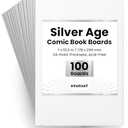 HYARUAT Silver Comic Book Boards – 100 Pack, Acid-Free White Cardboard, 24pt, Precision Cut for Silver Age Comic Bags, Ideal for Storage & Archival