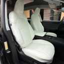 Motoptes Custom Fit Car Seat Covers Full Set for Tesla Model Y Juniper 2025 2026, Waterproof Nappa Leather Model Y Juniper Seat Cover, Automotive Seat Protectors Cushion Cover, White