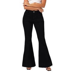 roswear Bell Bottom Jeans for Women High Waist Stretchy Flare Jeans Denim Trousers Pants Black Large