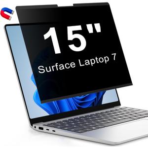 Magnetic Privacy Screen for 15 Inch Microsoft Surface Laptop 7, Removable Anti Glare Screen Protector, Blue Light Computer Filter, Anti Spy Easy Install