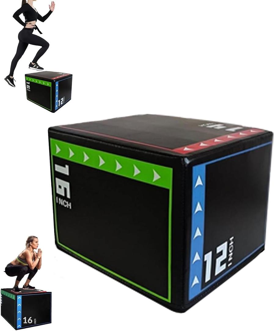 Versatile Non Slip Jump Box Exercise 3-in-1 Foam Plyometric Jump Box for Home Gym Training Fitness, 16 inches