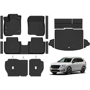 Floor Mats for Honda CRV Gas 2023-2026(Not for Hybrid) | (Fit Cargo Floor in Lower Position) Trunk Mat & Backrest Mats & Door Sill Guard All Weather TPE Accessories Floor Liners