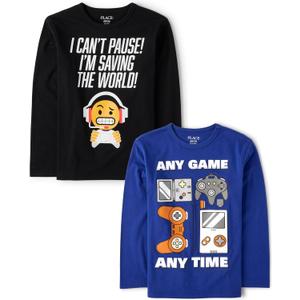 The Children's Place Boys Gamer,Cars,Sports Long Sleeve Graphic T-Shirts,2 Pack, XS
