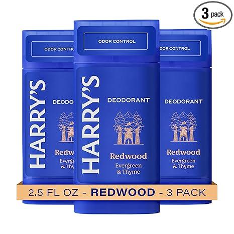 Harry's Aluminum Free Deodorant for Men  Odor Control, Redwood Scent, 2.5 Oz, 3Pack, Men Deodorant Aluminum Free