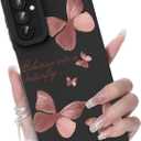 for Galaxy A15 5G Phone Case, Rose Gold Butterfly Pattern, Black