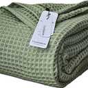ViViva Maison Waffle Blankets (Sage Green, Queen XL 95 x 102 Inch)