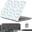 LanBaiLan Laptop Plastic Hard Shell Protective Case, Compatible for New MacBook Air 13 inch 2020 2019 2018 Release A2337 M1 A2179 A1932 Retina Display with Touch ID & Keyboard Cover, Engraved Floral