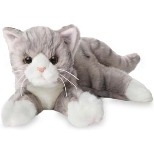 Bearington Socks Stuffed Cat Plush - 15" Realistic Grey Tabby Cat Plush Toy with Soft Fur and Lifelike Details - Stuffed Kitty - Adorable Cuddly Kitten Plushie Gift for Kids and Toddlers
