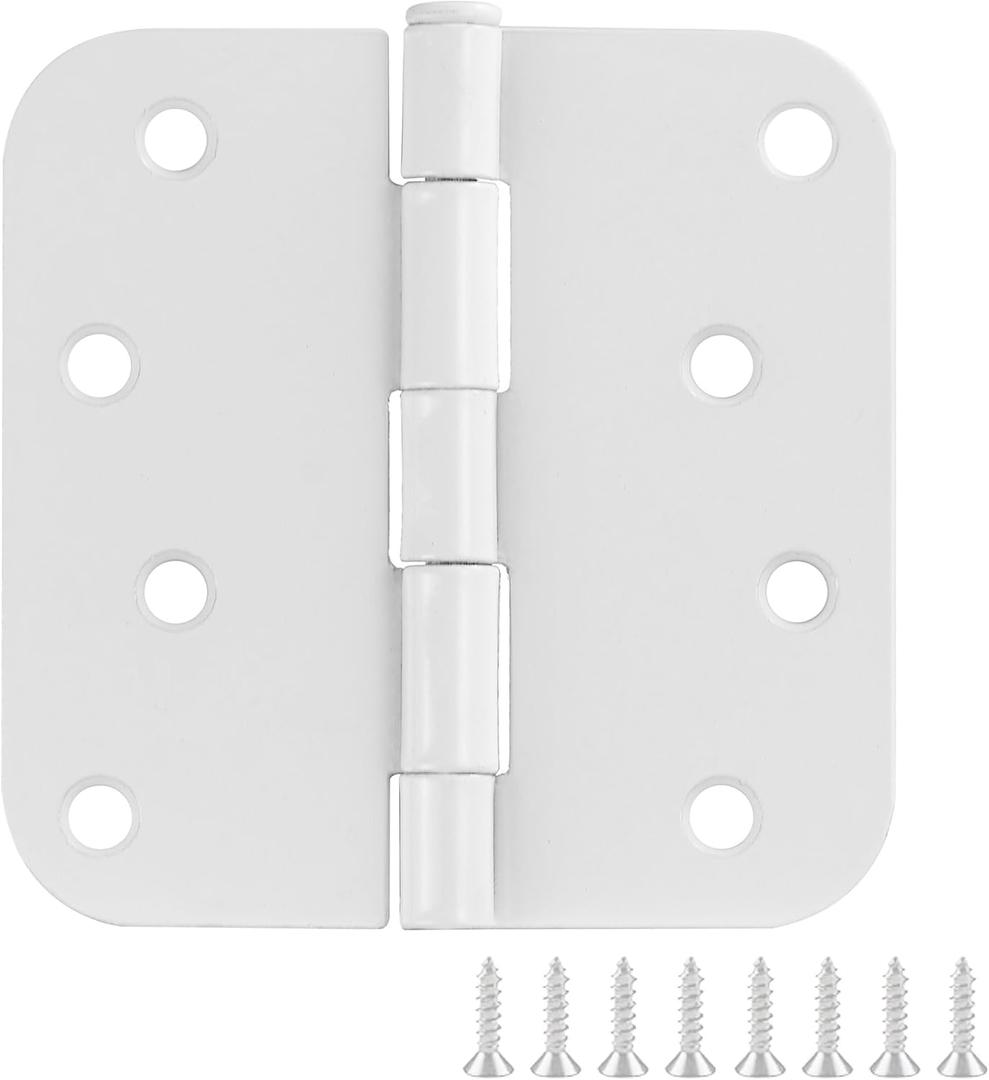 Design House Door Hinges for Interior Doors 6-Pack 4-inch x 4-inch  Rounded 5/8-inch Radius Steel Door Hinge  Painted White  Fits Standard Doors  Design House 189621