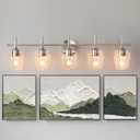 Bathroom Light Fixtures 5-Light Brushed Nickel Vanity Light with Clear Glass Shade, Modern Wall Lights for Bedroom Hallway Living Room, Nickel, 5 - Light