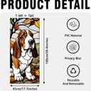 Decorative Basset Hound Stained Glass Window Film, Dog Stained Glass Window Film for Bathroom Door Heat Anti UV