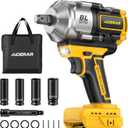 20V Cordless Impact Wrench for DeWalt Battery, 1500Nm (1106 Ft-Lbs) 1/2" Brushless Impact, 3-Speed High Torque Power Tool for Tire Removal, Rusted Bolts, Heavy Equipment(No Battery)