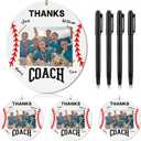 4 Set Baseball Thanks Coach Picture Frames with Signature Pens Fits 4 x 6 Inches Photos Wooden Picture Frame Thanks Baseball Coach Gift from Team Coaches Appreciation Home Plate Plaque