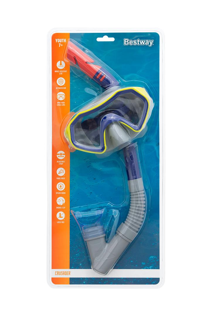  Mask and Snorkel Combo - Snorkeling, Diving, and Swimming-Adult-Tempered Glass-Silicone-Flex Tube-Snorkel Dry top-Splash Guard