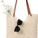 Sightor Crochet Beach Bag Woven Tote Bag Summer Boho Bag for Vacation | Crochet Bag for Women Summer Beach Bag Travel Casual Shoulder Bag