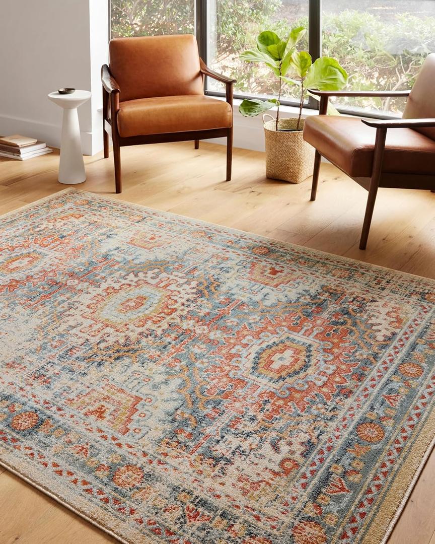 Loloi Jocelyn Collection JOC-03 Mist/Multi 5'-5" x 7'-6" .38" Thick Area Rug