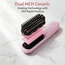 Go Brush - Pro for Short Hair - 2026 Upgraded Cordless Straightening Brush with 30s Fast Heat, 4 Temperature Settings, Ionic & Ceramic Care, 4000mAh USB-C Rechargeable for Frizz-Free Styling (Pink)