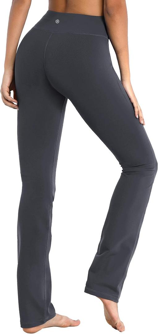 BUBBLELIME 29"/31"/33"/35"/37" Women's High Waist Straight Leg Yoga Pants Tummy Control Workout Pants with Pockets (Large)