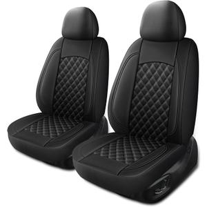 Leather Car Seat Covers,Breathable and Waterproof Napa Leather Automotive Seat Cover,Universal Interior for Cars,Sedans,SUVs,Vans,Trucks(Front Seat,Black,N3)