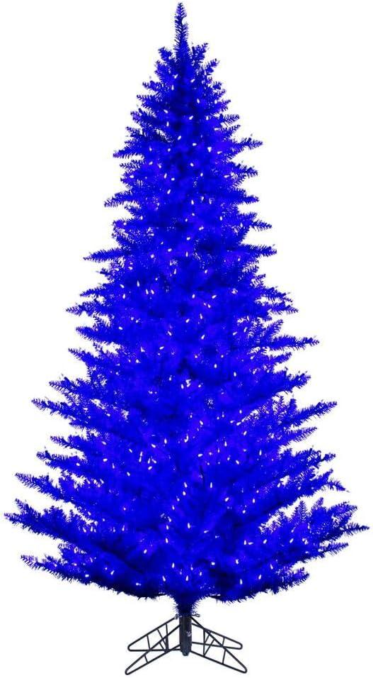 Vickerman 2' x 20" Blue Artificial Pre-Lit Christmas Tree with 50 White LED Lights and Plastic Tree Stand