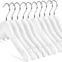 Nature Smile Kids Baby Children Toddler Wooden Shirt Coat Hangers with Notches and Anti-Rust Chrome Hook Pack of 10 (White)