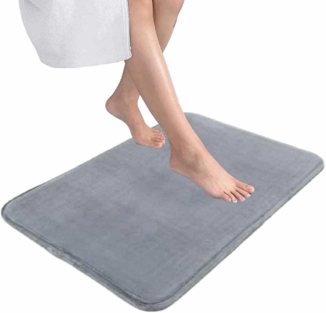 Thick Memory Foam Bath Rugs  Soft Absorbent Velvet Bathroom Mats, Durable Dots on Underside, Machine Washable  24x16 Carpet Rug for Shower Floor, Room Decor (Graphite Gray)