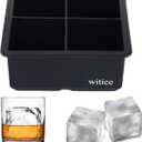 Silicone Ice Cube Trays Large for Whisky(2.5-Inches) - Whiskey Ice Cube Mold, With Easy Release Ice Cubes for Whiskey and For Cocktail,Food Grade (Black 1 Tray)
