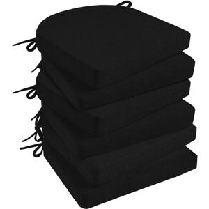 Basic Beyond Chair Cushions for Dining Chairs with Ties and Removable Cover, 2" Thick Seat Cushions for Kitchen Chairs, Set of 6, 17" x 16", Black