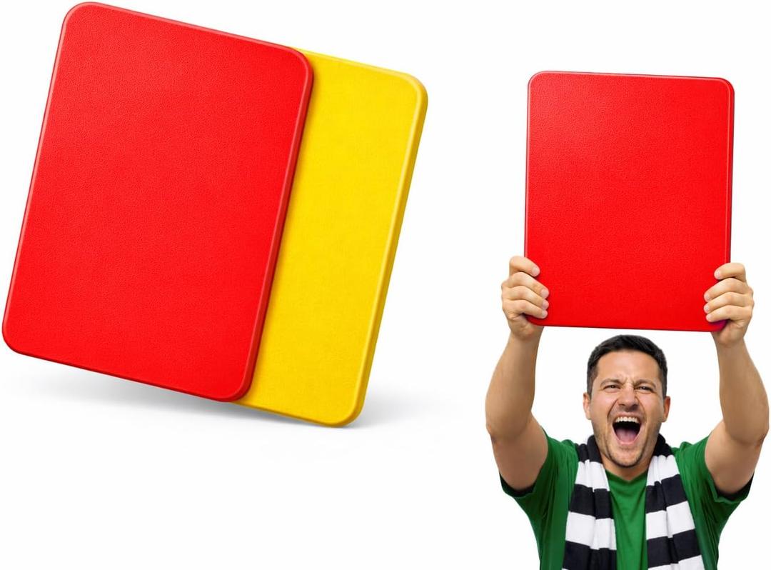 Jumbo Referee Card - 17" x 13" Oversized Red and Yellow Dual-Sided Referee Card for Sports Fans - Game Day Prop, Stadium Accessory, Soccer Crowd Favorite - 5mm Thick