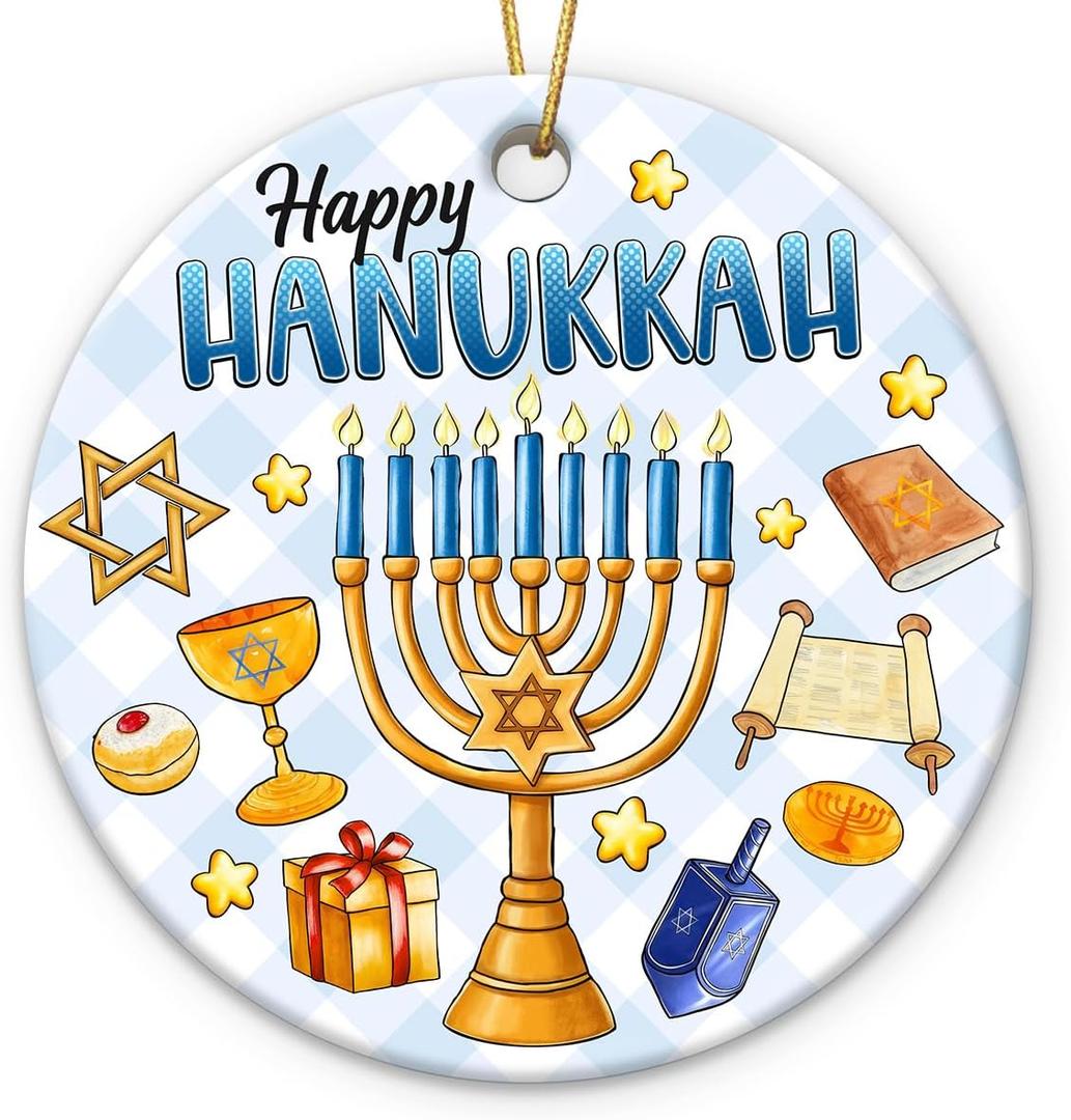 Hanukkah Gifts 2025, Meaningful Spiritual Jewish Gifts for Women, Men, Double Sided Christmas Ornament for Hanukkah Decorations Tree, Gift for Jewish Men Friends, Neighbors, Mom, Dad