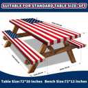6FT Vintage American Flag Picnic Table Cover Patriotic Picnic Table Cover with Bench Covers Fourth of July Decorations Outdoor Patriotic Waterproof Rectangle Tablecloths for 4th of July, Memorial Day