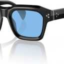 Mens Sculptural Flat-Top Acetate Sunglasses Bold Square Frame with Spring Hinges & UV400 Protection