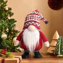 QLEKEY Christmas Red Gnomes Plush Singing Tomte Swedish Santa Decor Scandinavian Gnome Faceless Elf Holiday Decoration for Home, Table, Shelf