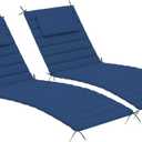 Sundale Outdoor Olefin Quilted Lounge Cushion Set of 2, Patio Foldable Chaise Lounger Cushion, Water-Resistant Lounge Chair Pad with Straps Dark Blue, 72 x 21 inches