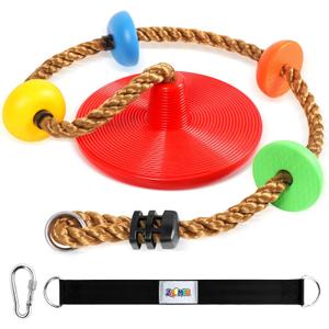 Climbing Rope Tree Swing with Platforms and Disc Swing Seat Set Outdoor Playground Accessories for Kids Including Hanging Strap & Carabiner Rope Swings for Tree Outdoor Swing Set Accessories