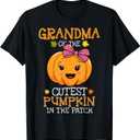 Grandma Of The Cutest Pumpkin In The Patch Halloween Womens T-Shirt, S