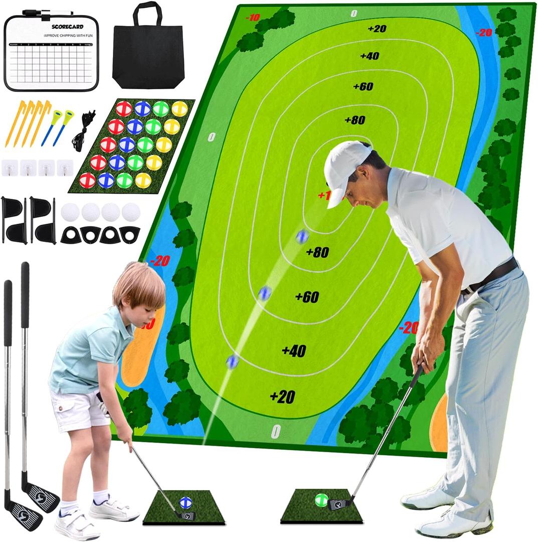 Golf Chipping Game, 50pcs Golf Set for Kids, Indoor Outdoor Golf Games for Kids & Adults, Family Fun Backyard Golf Practice Set Gifts for Birthdays & Holidays, 71 Inches By 59 Inches
