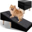 Split Ottoman Dogs Ramp, Dog Ramp for Couch and Bed, Dog Stairs for Small Dogs and Cats, 2-in-1 Foldable Wooden Pet Stairs and Ottoman, Non-Slip Fabric Surface Ramp for Couch and Bed Black
